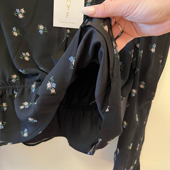 WAYF NWT black floral Ruffle Blouse XL - Picture 6 of 11